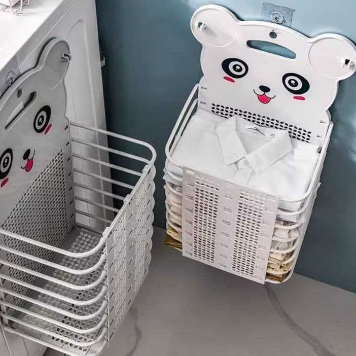 パンダさん折りたたみランドリーバスケット