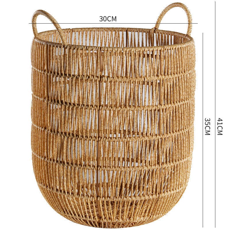 アジアンテイスト むら編みランドリーバスケット